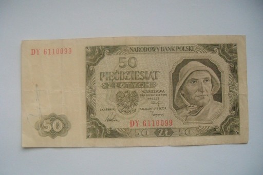 Zdjęcie oferty: Polska Banknot PRL 50 zł.1948 r. seria DY RADAR