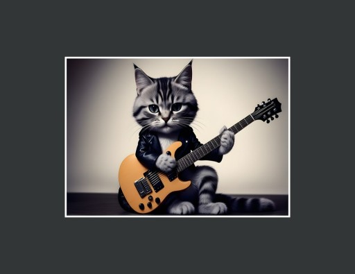 Zdjęcie oferty: Plakat kot gitarzysta do salonu/ biura - 50x70 cm
