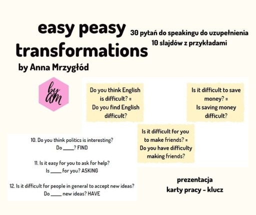 Zdjęcie oferty: easy peasy transformations angielski prezentacja
