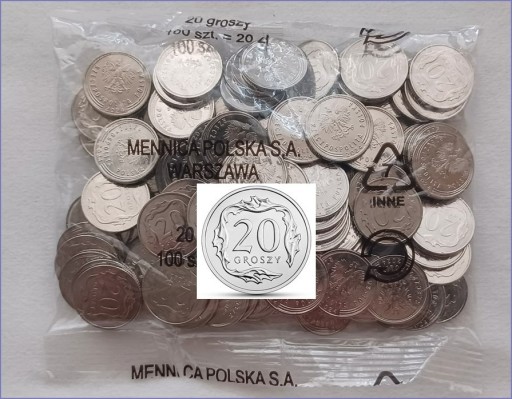 Zdjęcie oferty: 2024 POLSKA 20 GR. GROSZY - folia o zaw. 100szt