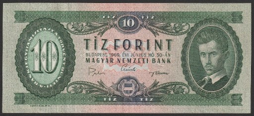 Zdjęcie oferty: Węgry 10 forintów 1969 - stan bankowy UNC