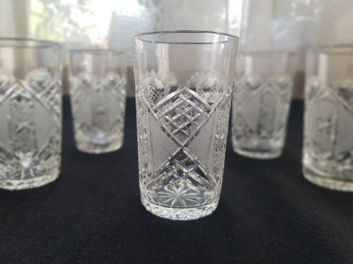 Zdjęcie oferty: Szklanki kryształowe, 5 sztuk, szlifowane vintage