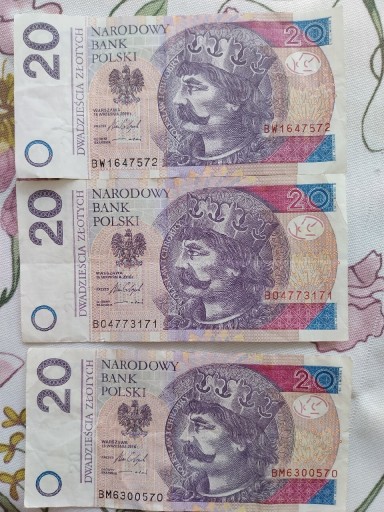 Zdjęcie oferty: Banknoty 20 zł 3 szt