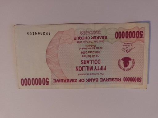 Zdjęcie oferty: Zimbabwe 50 000 000 dolarów 
