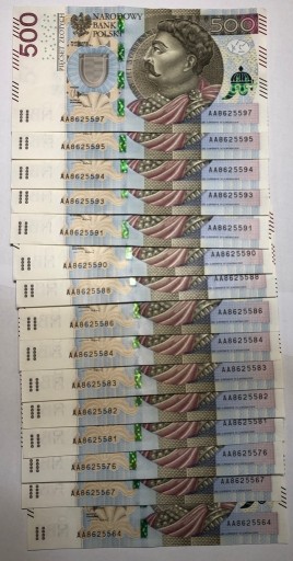 Zdjęcie oferty: Banknoty 500 zł seria AA, AB, AC i inne ciekawe nr