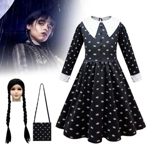 Zdjęcie oferty: Wednesday Addams Strój Sukienka peruka 110