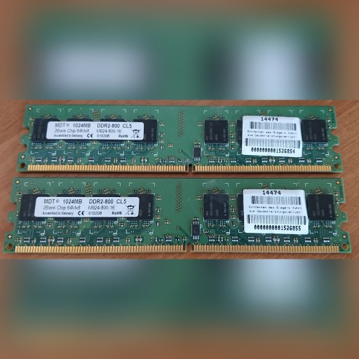 Zdjęcie oferty: Pamieci RAM 2x1GB MDT DDR2-800