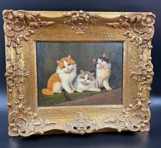 Zdjęcie oferty: Benno Kögl (1892-1973 r.) obraz trzy kocięta, sygnowany