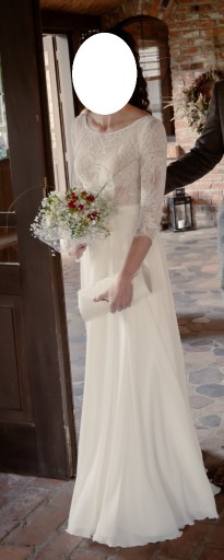 Zdjęcie oferty: Suknia ślubna boho z koronką francuską