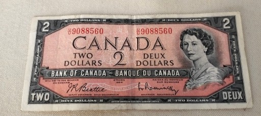 Zdjęcie oferty: Banknot 2 dolary kanadyjskie z 1954r 