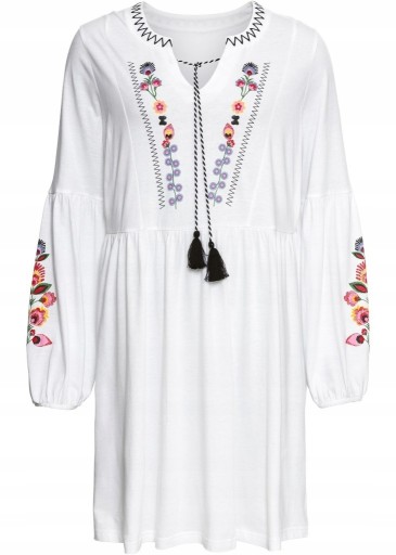 Zdjęcie oferty: Biała sukienka z haftem, bawełna 40/42
