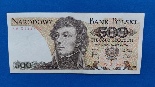Zdjęcie oferty: Banknot 500 zł z 1982r, Seria FW