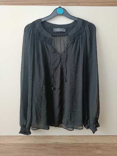 Zdjęcie oferty: Czarna przezroczysta bluzka z długim rękawem 38 M