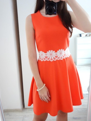 Zdjęcie oferty: New Look sukienka letnia pomarańcz kwiatki haft 36