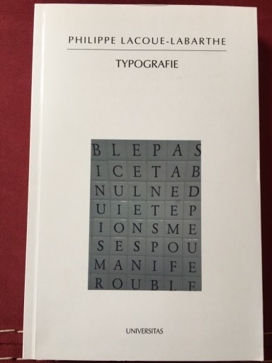 Zdjęcie oferty: P.Lacoue-Labarthe ,,Typografie”