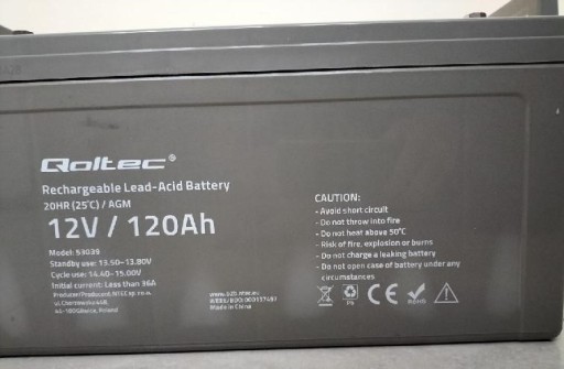 Zdjęcie oferty: Akumulator Qultec AGM 120Ah 1440 max.