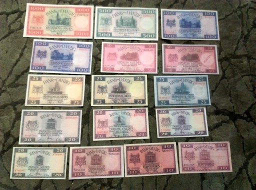 Zdjęcie oferty: WOLNE MIASTO GDAŃSK zestaw 16 banknotów GULDENY