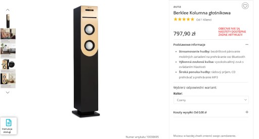 Zdjęcie oferty: Super wieża kolumnowa Berklee Bluetooth Fm/Cd/Usb