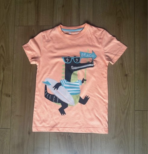 Zdjęcie oferty: Pomarańczowa koszulka T-shirt z krokodylem, r.122 (6-7lat)