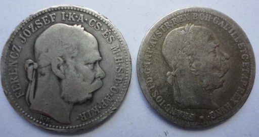 Zdjęcie oferty: 2 MONETY 1 KORONA 1893, 1895 FRANCISZEK SREBRO