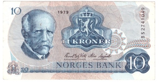 Zdjęcie oferty: Norwegia, banknot 10 koron 1979 - st. 3
