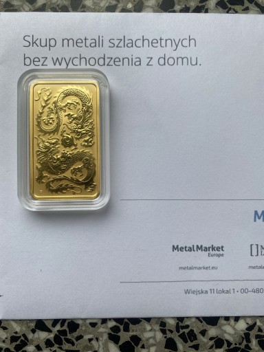 Zdjęcie oferty: Sztabko moneta Chiński Smok 2020 Au 9999
