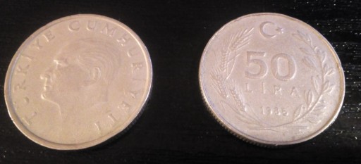 Zdjęcie oferty: 50 Lira Turcja 1986 rok