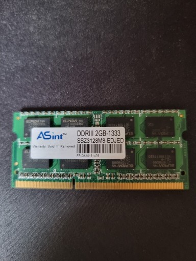 Zdjęcie oferty: Pamięć RAM LAPTOP DDR3 2GB-1333MHz SSZ3128M8-EDJED