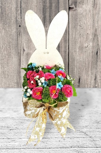 Zdjęcie oferty: Stroik wielkanocny świąteczny zajączek kwiaty jajo