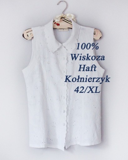 Zdjęcie oferty: Biała Bluzka Koszula Vintage Haft 80'S**40/42