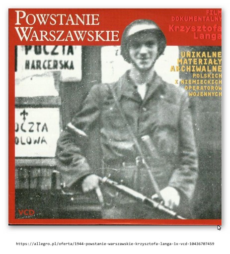 Zdjęcie oferty: 1944 Powstanie Warszawskie Krzysztofa Langa 1x VCD