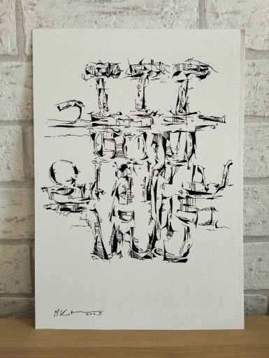 Zdjęcie oferty: Trąbka detal jazz muzyka oryginalny rysunek tuszem 