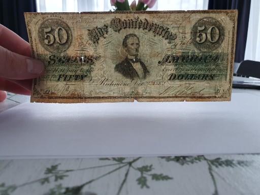 Zdjęcie oferty: 50 $ Dollars Confederate noute 1862 r Banknot Ua 