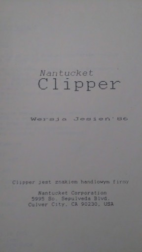 Zdjęcie oferty: Nantucker Clipper wersja jesień 86