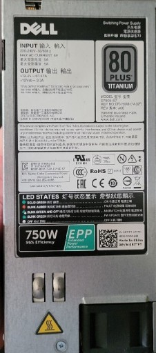 Zdjęcie oferty: Zasilacz Dell 750W 200-240V AC 80+ Titanium 57TFT