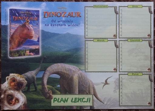 Zdjęcie oferty: Plan lekcji A4 Dinozaur