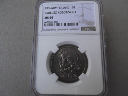 Zdjęcie oferty: 10 zł. 1969 Tadeusz Kościuszko  NGC MS66