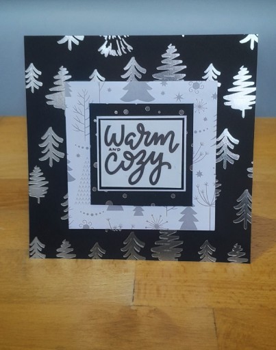 Zdjęcie oferty: Kartka świąteczna, rękodzieło, czarno-biała 15x15 cm
