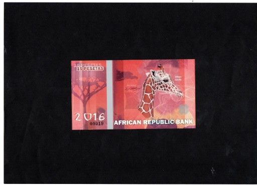 Zdjęcie oferty: African Republic Bank 15 Pesetas 2016 POLIMER