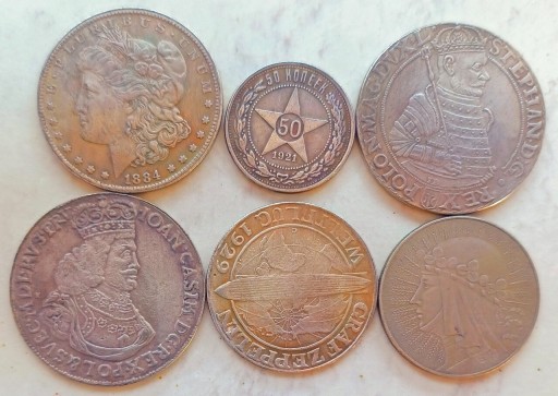Zdjęcie oferty: Stare Monety 6 USA Rosja Polska Talar Dollar