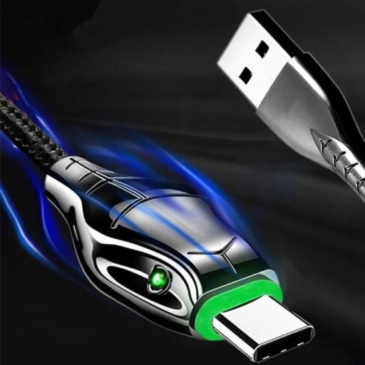 Zdjęcie oferty: Wąż czarny z LED - 2 m kabel, przewód typu USB - C