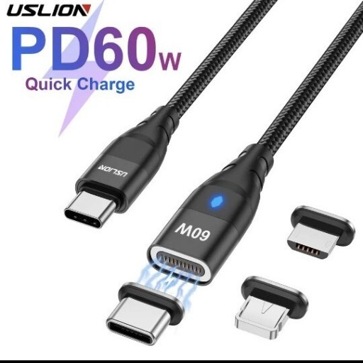 Zdjęcie oferty: Kabel magnetyczny uslion 60W 2m USB-c do usb-c