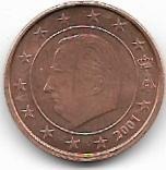 Zdjęcie oferty: BELGIA 2  EURO CENT 2001 ROK!!! TYLKO W ZESTAWACH.