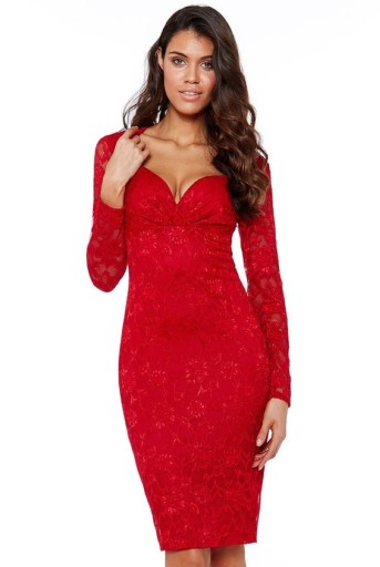 Zdjęcie oferty: Czerwona koronkowa dopasowana sukienka NLY Trend