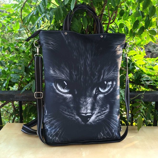 Zdjęcie oferty: Torba-plecak wodoodporna Obsidian Cat handmade
