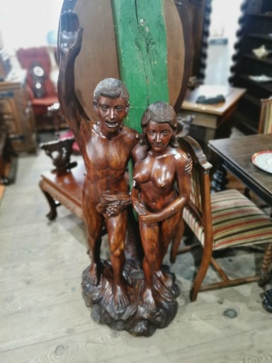 Zdjęcie oferty: Rzeźba Adam i Ewa z jednego kawałka drewna
