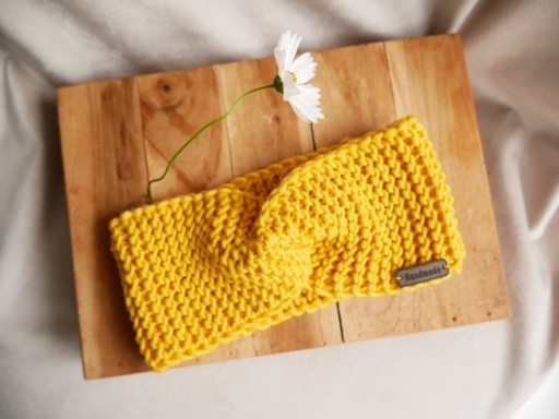 Zdjęcie oferty: Opaska damska żółta 100% merino, handmade