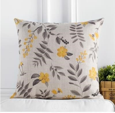 Zdjęcie oferty: poszewka na poduszkę żółta lniana w kwiatki 60x60