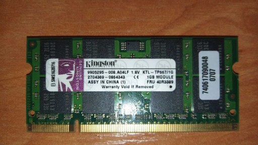 Zdjęcie oferty: Pamięć RAM do laptopa 1 GB DDR2 SO-DIMM - Kingston