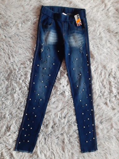 Zdjęcie oferty: Nowe spodnie jeans Legginsy S/36 moraj koraliki